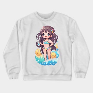 Cute anime girl in bikini Crewneck Sweatshirt